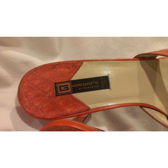 Giorgio's of Palm Beach Tangerine Orange Alligator Strappy Heels Shoes size 8 M - Picture 3 of 6